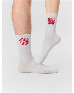 Носки унисекс серые с узором в виде орнамента Mark formelle