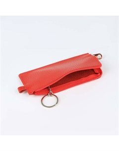 Ключница карманная на молнии, длина 14 см, кольцо, цвет красный Textura