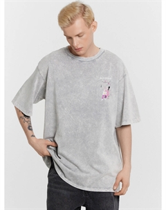 Футболка мужская серая с обработкой эйсид и принтом Mark formelle