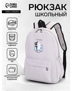 Рюкзак школьный на молнии, с карманами, с принтом, размер 30×12×43 см, серый Nobrand