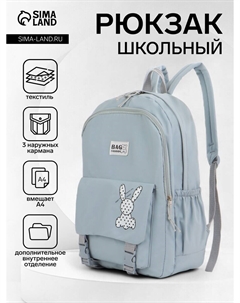 Рюкзак школьный на молнии, с карманами, с рисунком, размер 30×13×44 см, голубой Nobrand