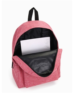 Рюкзак школьный на молнии, с карманом, однотонный, размер 30×14×41 см, розово-красный Nobrand