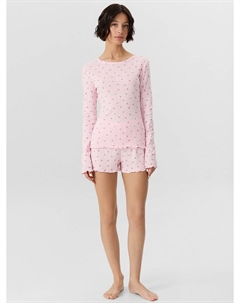 Комплект домашний женский розовый с принтом цветочки Mark formelle