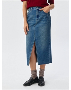 Джинсовая юбка миди с разрезом Sela