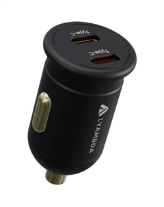 Автомобильное зарядное устройство LYAMBDA LS, 2xUSB-C, 35Вт, 3A, черный Lyambda