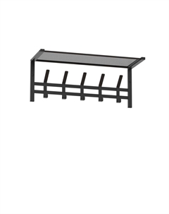 Вешалка настенная с полкой металлическая 5 крючков черная Торонто 21 Зми