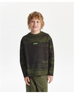 Лонгслив для мальчика свободной формы с рисунком хаки Gulliver
