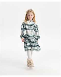 Платье детское с длинным рукавом рубашечного кроя в клетку мультицвет Gulliver