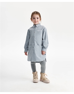 Платье детское с длинным рукавом вельветовое рубашечного кроя серое Gulliver