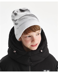 Шапка вязаная серая с принтом для мальчика Gulliver