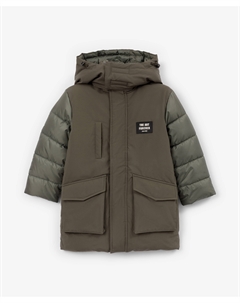 Полупальто для мальчика демисезонное плащевое на искусственном пуху хаки Gulliver