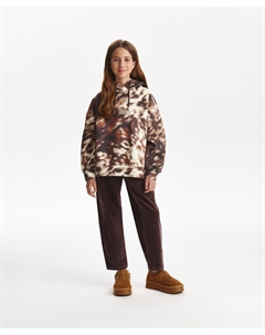 Брюки прямые для девочки из велюра коричневые Gulliver