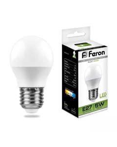 Лампа светодиодная E27 5W 4000K Шар Матовая LB-38 25405 Feron
