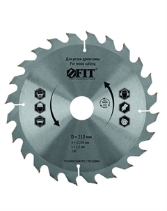 Диск пильный для циркулярных пил по дереву 37710, технический рез с гвоздями 210 х 32/30 х 24T Фит