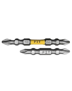Биты кованые 57546, сталь S2, двусторонние 65 мм PH2/РН2, Профи 10 шт., блистер Фит