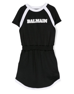 Платье с короткими рукавами и логотипом Kids, черный Balmain