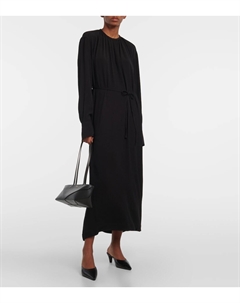 Платье макси из крепа со сборками Toteme, черный