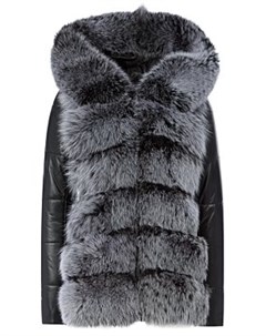 Куртка из натуральной кожи с отделкой мехом чернобурки Снежная королева