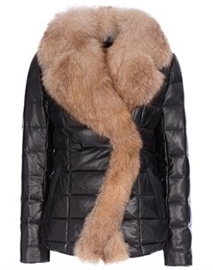 Утепленная кожаная куртка с отделкой мехом лисы Vericci