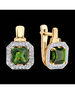 Серьги из золота с ситаллами турмалинами и фианитами Sokolov