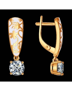 Позолоченные серьги с эмалью и фианитами Sokolov