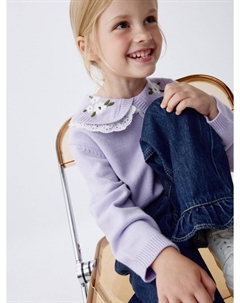 Вязаный джемпер с нарядным воротником для девочек Sela