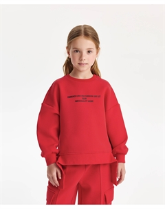 Свитшот для девочки силуэта умеренный оверсайз красный Gulliver