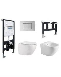 Комплект унитаза Bequem AC1100-AC0105-AC0120-AC1150-AC0101P с сиденьем Микролифт и клавишей смыва цвет Хром Abber