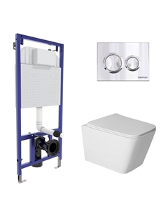 Комплект унитаза с инсталляцией Sigma 043403 цвет Белый с сиденьем Микролифт и клавишей смыва цвет Хром глянец Berges