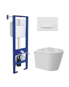 Комплект унитаза с инсталляцией Vita 043383 цвет Белый с сиденьем Микролифт и клавишей смыва цвет Белый Berges