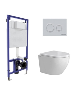 Комплект унитаза с инсталляцией Okus 043391 цвет Белый с сиденьем Микролифт и клавишей смыва цвет Белый Berges