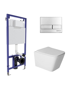 Комплект унитаза с инсталляцией Sigma 043399 цвет Белый с сиденьем Микролифт и клавишей смыва цвет Хром глянец Berges