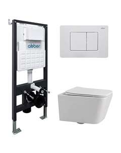 Комплект унитаза Rechteck AC1201-AC0105-AC0120MW с сиденьем Микролифт и клавишей смыва цвет Белая матовая Abber