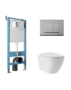 Комплект унитаза с инсталляцией Ovo Plus AQDS130T цвет Белый с сиденьем Микролифт и клавишей смыва цвет Хром Aqueduto