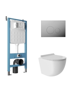 Комплект унитаза с инсталляцией Ovo AQDS169T цвет Белый с сиденьем Микролифт и клавишей смыва цвет Хром Aqueduto