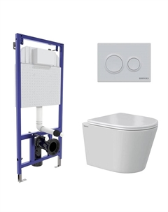 Комплект унитаза с инсталляцией Vita 043379 цвет Белый с сиденьем Микролифт и клавишей смыва цвет Белый Berges