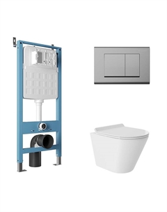 Комплект унитаза с инсталляцией Cone AQDS115T цвет Белый с сиденьем Микролифт и клавишей смыва цвет Хром Aqueduto