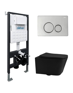 Комплект унитаза Rechteck AC1201MB-AC0105-AC0121 с сиденьем Микролифт и клавишей смыва цвет Хром Abber