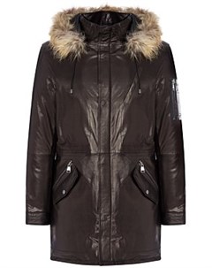 Утепленная кожаная куртка с отделкой мехом енота Al franco