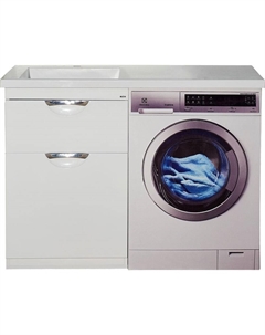 Тумба с раковиной Куба 120 L УТ000005574 с бельевой корзиной Белая Misty