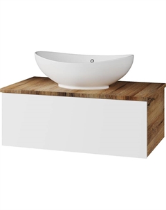 Тумба с раковиной Ива 80 УТ000008502 подвесная Белая Дуб Вотан Misty