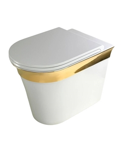 Унитаз Monaco 32067 приставной цвет Белый с декором Золото без сиденья Migliore