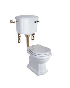 Унитаз Bella 31112 приставной цвет Белый с бачком с ручкой Бронза без сиденья Migliore