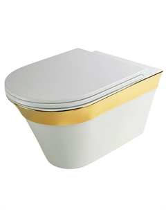 Унитаз Monaco 32064 подвесной цвет Белый с декором Золото без сиденья Migliore