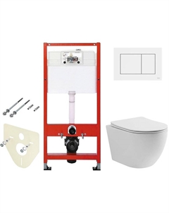 Комплект унитаза Aura WWTU1112W Торнадо с инсталляцией Tece Base 9400413 с сиденьем Микролифт и Белой клавишей смыва Wellwant