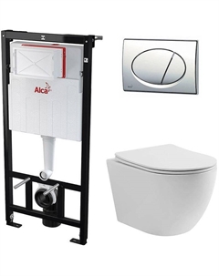 Комплект унитаза Aura WWTU1112W Торнадо с инсталляцией Alcaplast Sadromodul AM101/1120-3:1 RU M71-0001 с сиденьем Микролифт и клавишей смыва Хром Wellwant