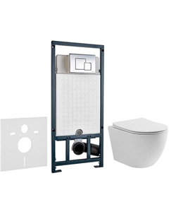 Комплект унитаза Aura WWTU1112W Торнадо с сиденьем Микролифт и инсталляцией WeltWasser WW Marberg 507 10000005949+10000005953 с клавишей смыва Хром глянцевый Wellwant