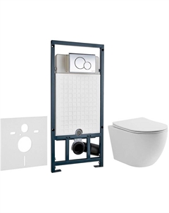 Комплект унитаза Aura WWTU1112W Торнадо с сиденьем Микролифт и инсталляцией WeltWasser WW Marberg 507 10000005949+10000005952 с клавишей смыва Хром глянцевый Wellwant