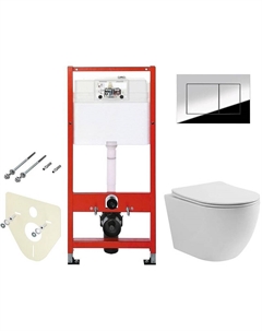 Комплект унитаза Aura WWTU1112W Торнадо с инсталляцией Tece Profil 9400412 с сиденьем Микролифт и клавишей смыва Хром глянцевый Wellwant