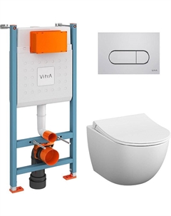 Комплект унитаза с инсталляцией L-Box Sento 9830B003-7212 с сиденьем Микролифт и клавишей смыва Хром Vitra